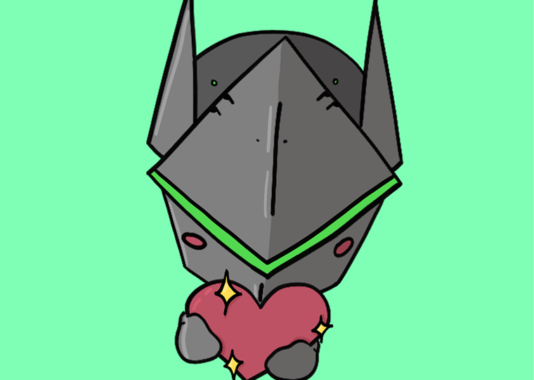 full image of genji holding a heart